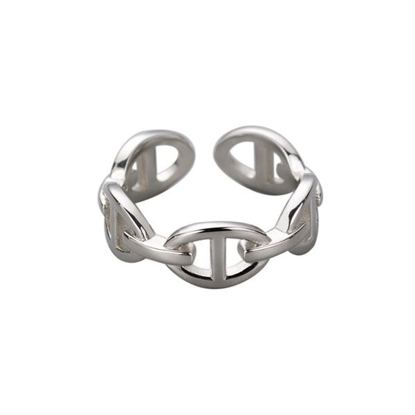 Кольцо из стерлингового серебра 925 пробы, корейские милые кольца в носу со свиньей для женщин, минималистичные полые ювелирные изделия для пары, подарки для влюбленных208d