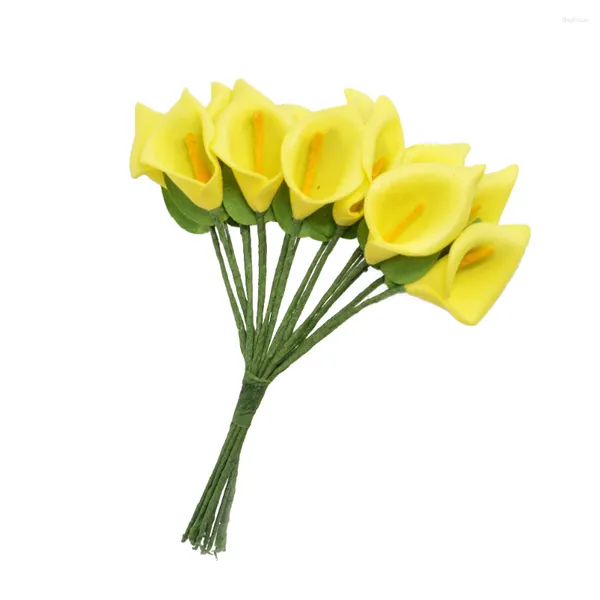 Dekorative Blumen 144 Stück Mini PE Calla Lilie Simulation Blumenstrauß künstlich für Süßigkeiten Box Geschenk Zubehör Dekoration