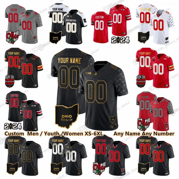 Maglie da football dell'Ohio State Buckeyes College Marvin Harrison Jr. TreVeyon Henderson Luke Montgomery Emeka Egbuka Joey Bosa Kyle McCord Justin Field Chip Trayanum