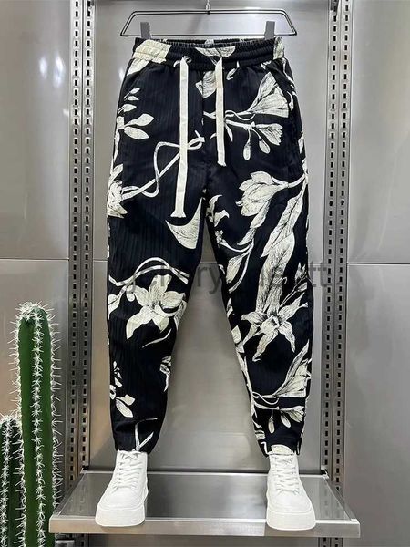 Erkekler Pantolon Erkekler Jogger Pantolon Gevşek Çizgili Floral Hip Hop Sokak Giyim Yüksek Kalite Harem Pantolon Eşsiz Tasarımcı Marka Giyim J230926