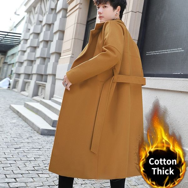 Мужская смесовая шерсть, модное мужское толстое теплое полушерстяное пальто, шерстяное пальто, осень-зима, свободная ветровка, куртка для мальчиков, серая, большого размера, длинный XXL 230921