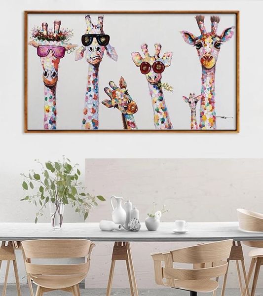 Abstrato bonito dos desenhos animados girafas decoração da arte da parede pintura em tela cartaz impressão arte da lona fotos para crianças quarto casa decor1032077