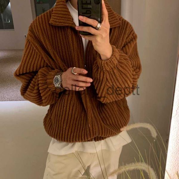 Jaquetas Masculinas Inverno Engrossado Jaqueta De Veludo Homens Moda Quente Retro Jaqueta De Lã Homens Coreano Solto Grosso Casaco Curto Homens Oversize Casaco De Lã J230922