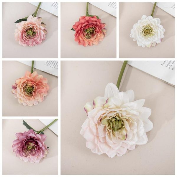Dekoratif Çiçekler 10 PCS/SET Güzel Yapay Şakayık İpek Dahlia Buket Sonbahar Dekor Ev Düğün Hydrengea Sahte Çiçek Tablo