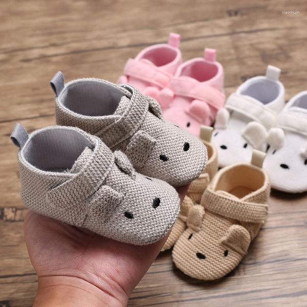 Обувь для первых ходунков для малышей 0–18 месяцев, обувь для детской кроватки с изображением животных, мягкая подошва для младенцев, нескользящий пол, хлопок