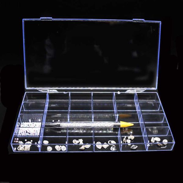 Portagioielli Decorazioni artistiche 21Griglie Diamante Vetro AB Conservazione in plastica Strumenti di decorazione artistica di grandi dimensioni Perline Portagioielli Custodia organizzatore Kit supporto 230629 L230922