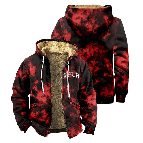 Mens Down Parkas XPLR Shatter Red Tie Dye Sam e Colby Merch Hoodie Manga Longa Zipper Moletom Stand Collar Casaco Mulheres Homens Roupas de Inverno 230922