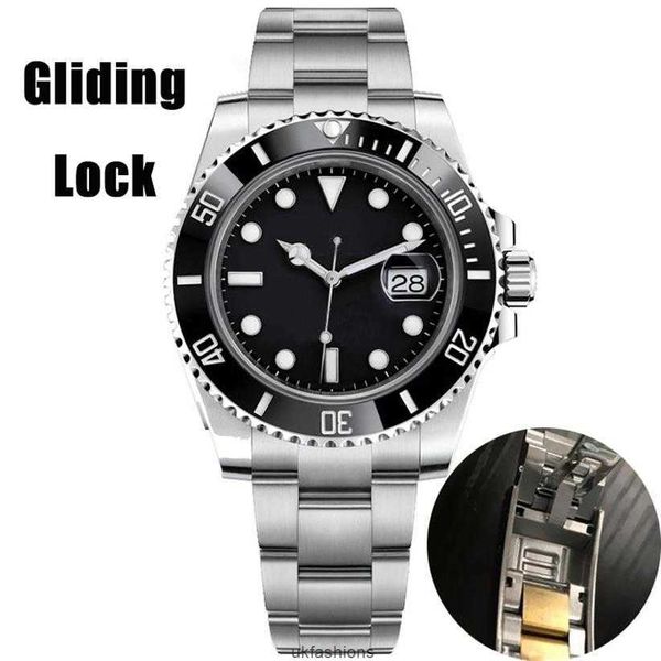 Relógios originais Rolaxs Gliding Lock Top Sapphire 116610LN Mens deluxe Relógios Cerâmica Bezel 40mm Automático Mecânico Aço Inoxidável À Prova D 'Água Luminous2 HBRN