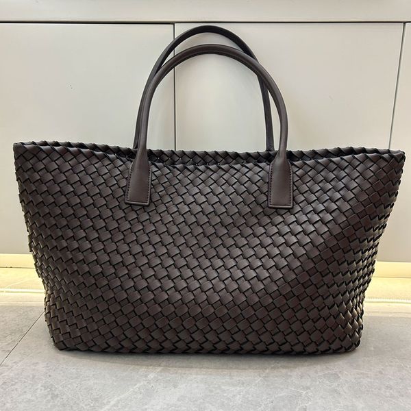 Cabat Weave Tote Einkaufstasche, große Handtaschen, Geldbörse, Reißverschluss, echtes Leder, Designer-Gemüsekorb, Umhängetaschen, perforierte Tasche