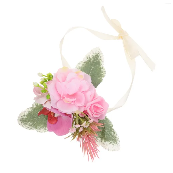 Flores decorativas pulseiras corsage pulseira nupcial tridimensional pérola tecido de casamento da dama de honra