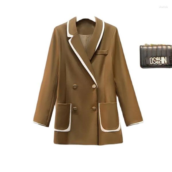 Jaquetas femininas primavera outono chique terno jaqueta feminina 2023 solto blazer vintage casacos cor pura moda outwear um botão casaco feminino