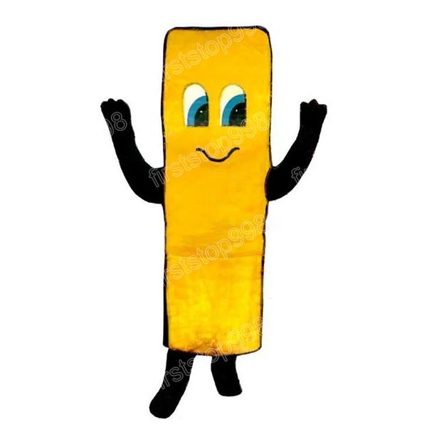 Costume da mascotte di patatine fritte di Halloween Costume da mascotte di cartone animato di alta qualità Personaggio a tema anime Taglia per adulti Vestito da pubblicità esterna per feste di Natale