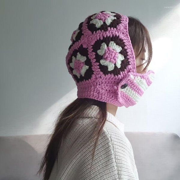 Boinas de berros de inverno Balaclava para homens Menwomen Crochet Floras Flores Chapéus unissex Skullies Caps Máscara Máscara Capuz Protect Protect Hat
