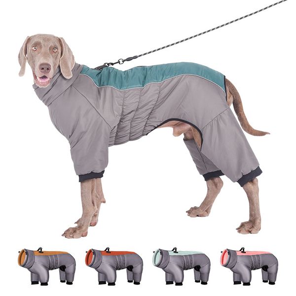 Cappotto caldo per cani Gilet per cani a doppio strato, 4 gambe coperte Antivento Impermeabile Gilet caldo riflettente per cani Costume da pattinaggio all'aperto per cani di taglia media e grande