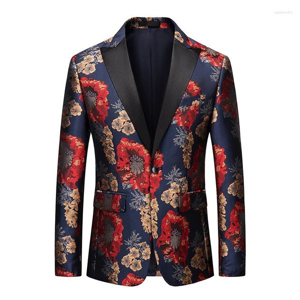 Herrenanzüge Frühling Herbst 2023 Männer Modedesigner Dobby Floral One Button Blazer Mantel Mann 6XL Host Nachtclub Jacquard Blumenblazer