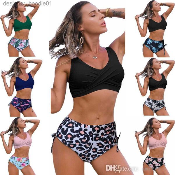 Damenbadebekleidung Frauen Badeanzug Sommer Badeanzug Beachwear 2 Zweiteilige Bandage Bademode Neue Twist Bag Weibliche Sexy Hohe Taille Gedruckt Bikini L230922