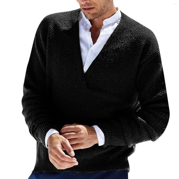 Maglioni da uomo Maglione con scollo a V maschile Cardigan solido Pullover Cappotto invernale monocolore Maglione Autunno Streetwear Abbigliamento uniforme Morbido Jum