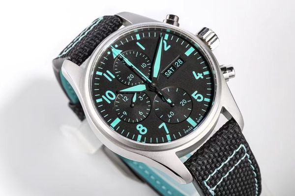 Neueste Band 388108 Extra Geschenk 41mm AMG Petronas Motor Sport Chronograph Formel Team Männer Watch Watchwatch Automatische Bewegung Stoppwatch 87279