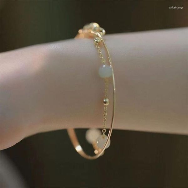 Charme pulseiras estilo antigo imitando um jade dupla camada pulseira requintado moda feminina diariamente pulseira jóias presente