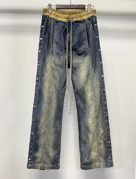 Männer Jeans Owen Seak Männer Denim Cargo Hosen Baumwolle Gothic Kleidung Beschichtet Herbst Gerade Solide High Street Lange