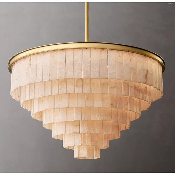 Lampadari Lampadari per decorazioni per la stanza a LED Glace Calcite Rotondo Moderno Retro Marmo Ottone Cromato Lustro sospeso per plafoniere