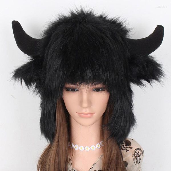 Berets 2023 Outdoor Earflap Hut Big Black Bull Cap Fleece Bomber Trapper Frauen Nette Winter Warm Für Weihnachtsgeschenk