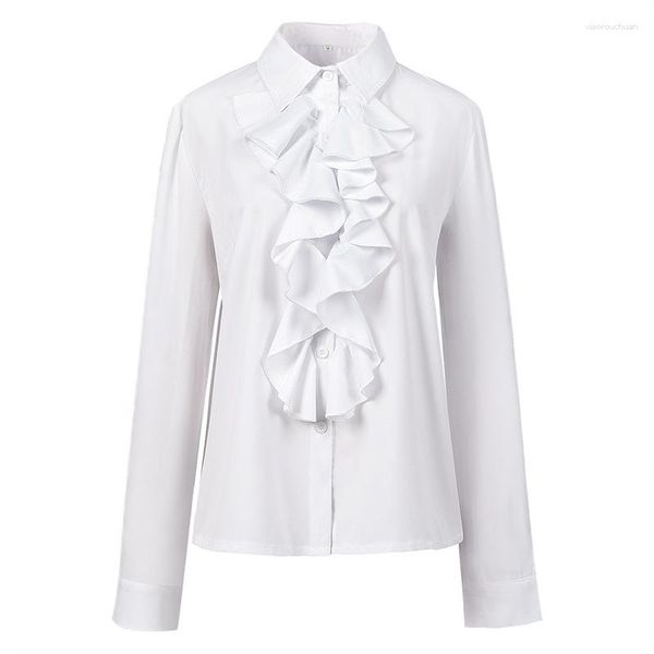 Camicie casual da uomo Donna Vintage Bianco con volant Rinascimentale Vittoriano Medievale Steampunk Camicia a maniche lunghe Festa Halloween Costume Cosplay