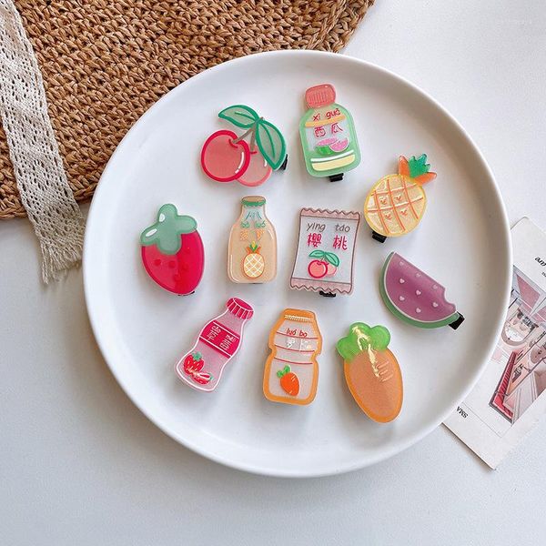 Fermagli per capelli Bevande alla frutta in acrilico Spilli per bambina Clip Barrette Accessori