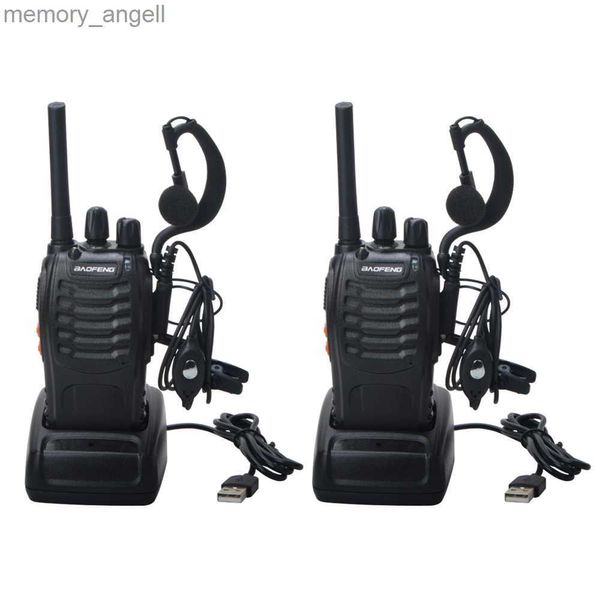 Walkie Talkie, 2 Stück Baofeng Walkie Talkie BF-88E PMR 0,5 W 16CH UHF 446,00625-446,19375 MHz 12,5 kHz Kanaltrennung mit USB-Ladegerät Headset HKD230922