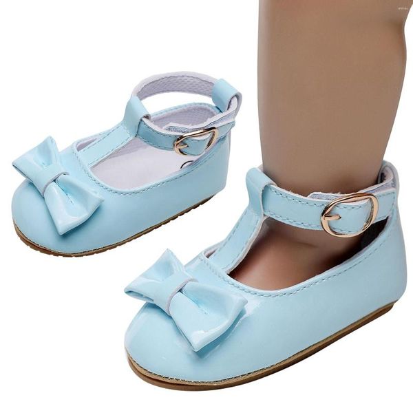 Обувь для первых ходунков для маленьких девочек, одиночные туфли с бантом, принцесса, на мягкой подошве, босиком, детские сандалии без каблука