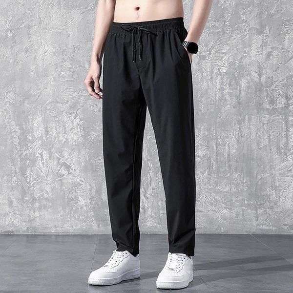 Calças masculinas com bolsos profundos solto ajuste casual cordão jogging calças para correr treino treinamento basquete