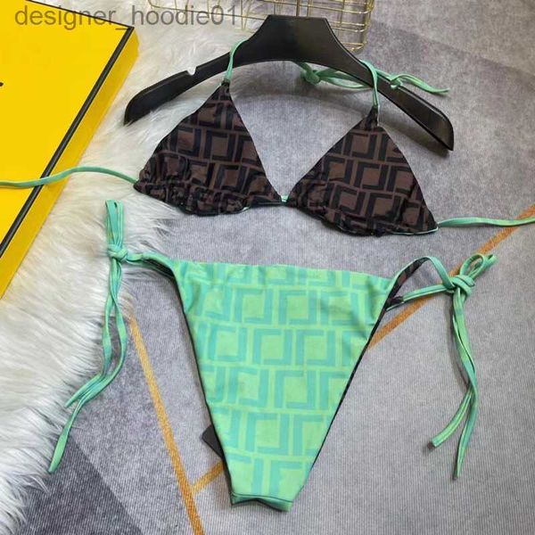 Mulheres Swimwear Designer Swimsuit Mulheres Vintage Thong Micro Cover Up Womens Bikini Sets Swimwear Impresso Ternos de Banho Verão Beach Wear Natação L230922