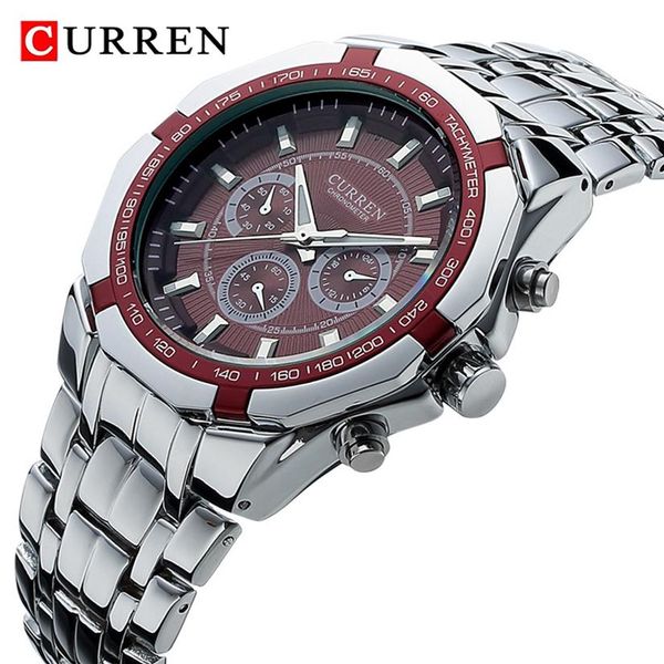 CURREN Männer Luxus Marke Militär Sport Herren Uhren Voller Stahl Quarzuhr männer Wasserdichte Business Uhr relogio masculino266o