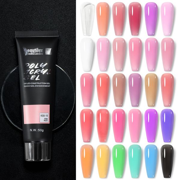 Nagellack Beautilux Poly Acryl Gel Nagellack UV LED Schnellverlängerung Acryl Semi Permanent French Nails Art Construction Gel DIY 50g 230921