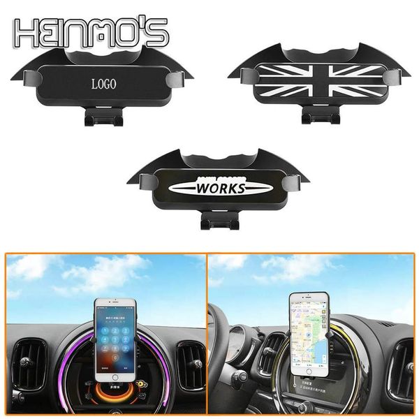 Para mini cooper countryman acessórios clubman f54 f55 f56 f57 f60 carro gps suporte do telefone móvel jcw cinza union jack280v