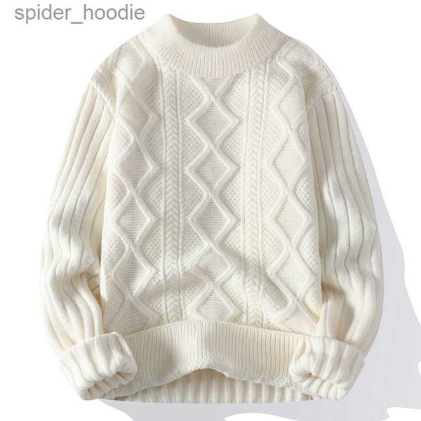 Männer Pullover Männer Mode Warme Pullover Gestrickte Mock Neck Schwarz Blau Beige Pullover Pullover USA Größe S-L L230922