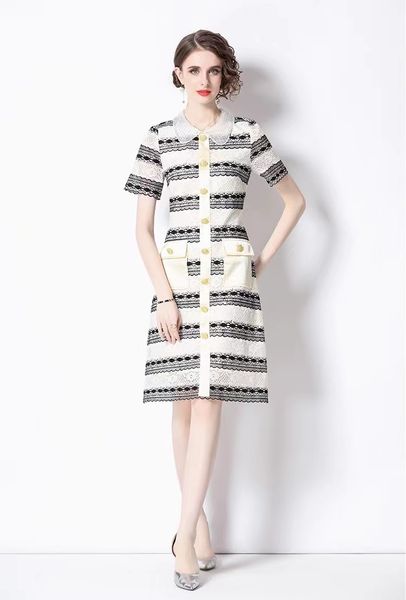 2023 vestido casual feminino clássico vintage moda vestido de moda designer roupas carta completa luxo premium manga curta