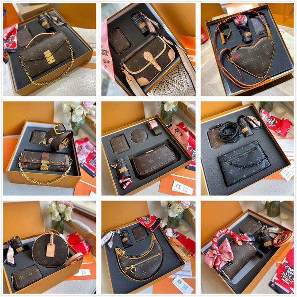 Designer exclusivo bolsa de ombro crossbody luxo mensageiro sacola carteira bolsa favorita 3 peças conjunto corrente caixa de presente clássica incluída bolsas de aba bolsas envelope