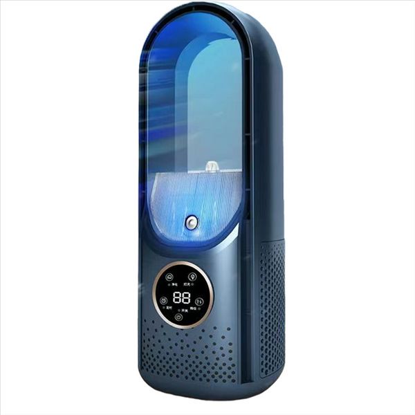Dispositivo di raffreddamento dell'aria Display a LED Aria condizionata Umidificazione Ventilatore elettrico Ventilatore umidificatore con timer silenzioso a 6 velocità Blu.