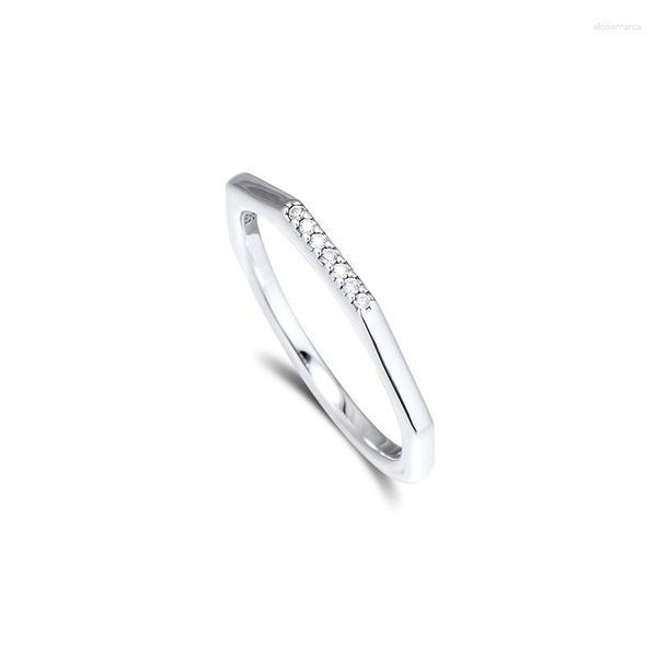 Cluster Ringe Echtes 925 Sterling Silber Klarer CZ Facettenreicher Unisex Ring Für Frauen Männer Hochzeit Verlobung Modeschmuck Anillos