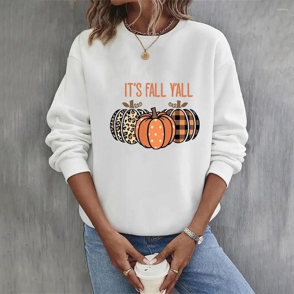 Hoodies femininos outono e inverno halloween abóbora carta impresso hoodie o pescoço manga longa camisolas oversized streetwear roupas