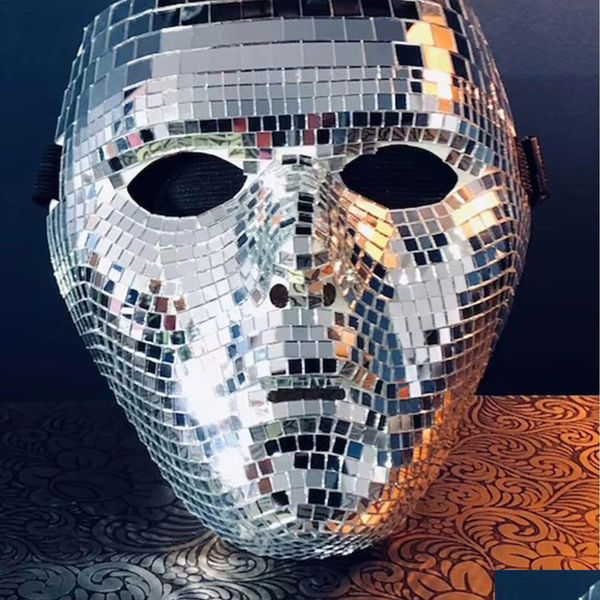 Party Masken Disco Ball Glitter Gesichtsmaske Festival Maskerade für Spiegel Glas DJ Bühne Tanzen Bar Urlaub Dekoration 230705 Drop de DHC2A