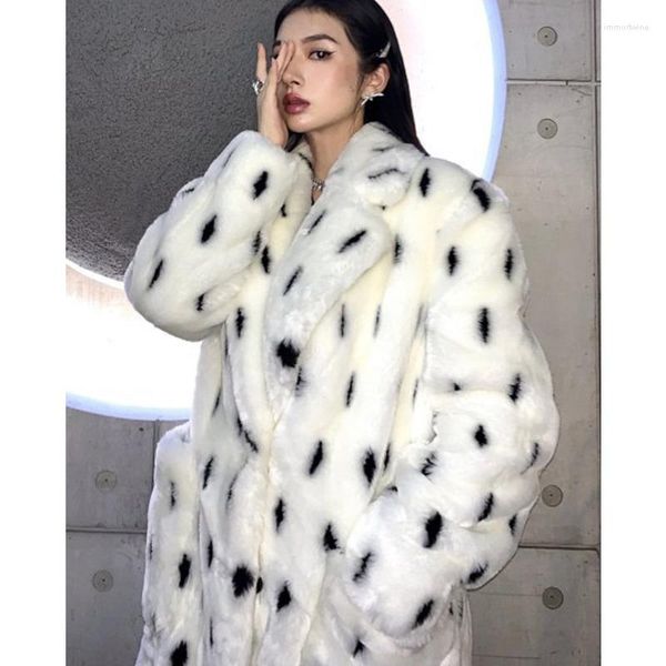 Pele feminina 2023 solto luxo peludo casaco feminino inverno longo oversized colorido quente peludo fofo casaco falso com bolsos grandes