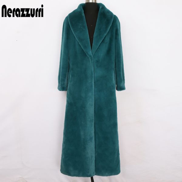 Pelliccia sintetica da donna Nerazzurri invernale Maxi soffice cappotto in pelliccia sintetica da donna manica lunga collo a scialle X lungo soffice cappotto peloso moda 6xl 7xl 230922