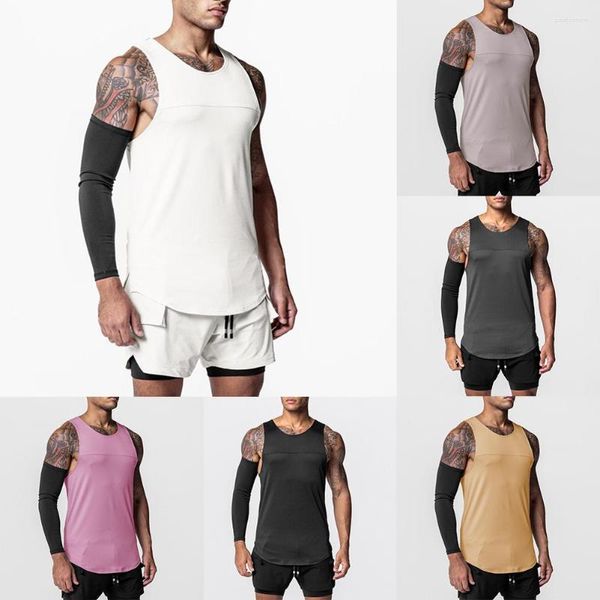 Erkek tank üstleri erkekler yaz hızlı kuru antrenman kolsuz tişörtler spor giyim gömlek spor giyim giyim vücut geliştirme singlets fitness yelek