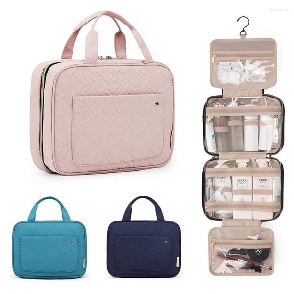 Borse per cosmetici Borsa di grande capacità con gancio per appendere Trucco impermeabile Articoli da toeletta Organizzatore da viaggio Contenitore portatile per donna