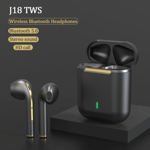 TWS Wireless Fone Auricolare Bluetooth ecouteur cuffie Auricolari auricolari J18 HD Chiamata Musica stereo Cuffie da gioco Cuffie con riduzione del rumore per smartphone nell'orecchio