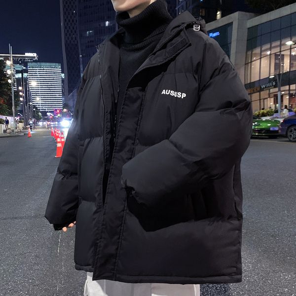 Homens para baixo parkas jaqueta de inverno tendência japonesa grosso com capuz estudante plus size quente puffer jaquetas 230922