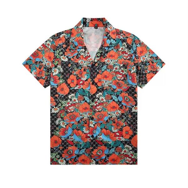 23ss Designer Camisa Mens Button Up Camisas Imprimir Camisa de Bowling Hawaii Floral Camisas Casuais Homens Slim Fit Vestido de Manga Curta Hawaiian331B