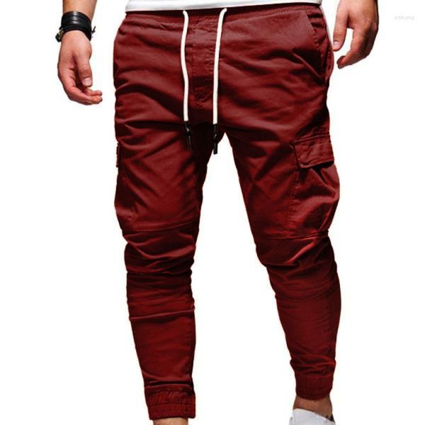 Мужские брюки на осень и зиму, классические 3D накладные карманы на маленькую ногу с эластичными завязками, спортивные брюки, длинные повседневные